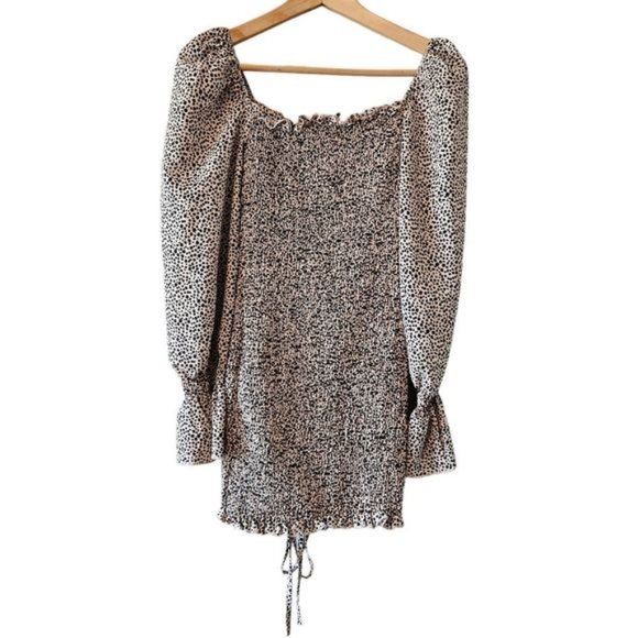 O. Vianca Animal Print Ruched Long Sleeve Mini Dress Size Small. - Picture 12 of 15